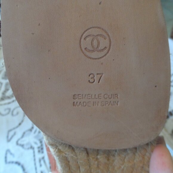 New Chanel Orange Signature Logo Canvas Lace Up Espadrilles Size 37B - Picture 16 of 16